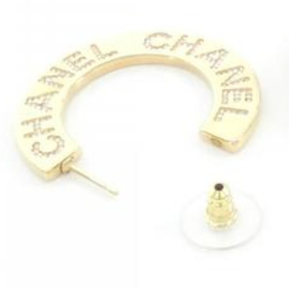 ❌❌🔥SOLD❌❌ - #107 - Chanel Gold/Crystal Hoop Earrings - ABD144 - Picture 3 of 6